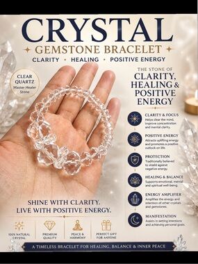 Crystal Clear Quartz Gemstone Bracelet - Clear Quartz